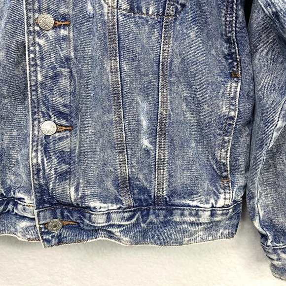 Y2K UNIONBAY Jean Jacket S Acid Wash Denim Trucker Distressed Bomber Grunge 90s - Picture 9 of 15